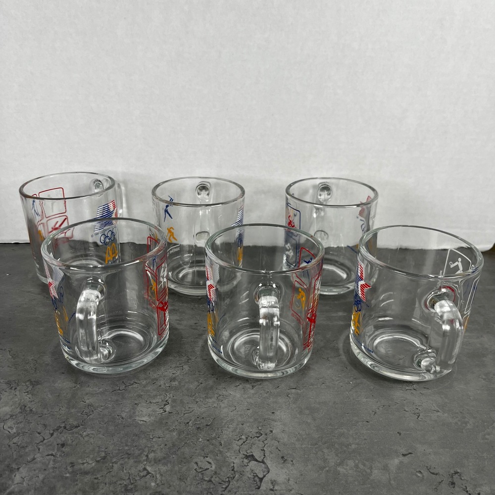 Vintage 1984 McDonald's Los‎ Angeles Olympic Games Glass Mugs Set of 6 VTG - Picture 7 of 9